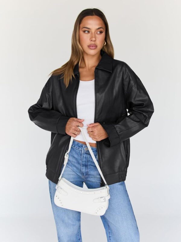 Trendy Queen Womens Leather Jackets Oversized Faux Motorcycle Plus Size Moto Biker Coat Fall Outfits Fashion Clothes 2025