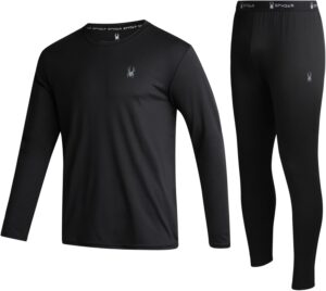 Spyder Men's Thermal Underwear Set - 2 Piece Brushed Back Fleece Lined Long Johns Base Layer Set for Men (Sizes: S-XL)