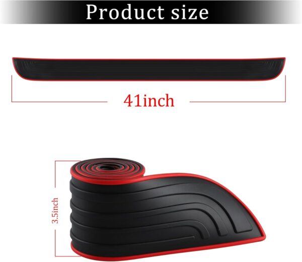 SINGARO Car Rear Bumper Protector, 41inch x3.5inch Car/SUV Universal Rubber Anti-Scratch Trunk Exterior Accessories（Red Border）