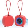 TWS Bluetooth Speaker Clear Loud Stereo Sound Portable Wireless Speaker with Lights IPX5 Waterproof Speakers BT5.3 Small Speakers Long Playtime for Home/Party/Outdoor/Beach Electronic Gadgets (Red)