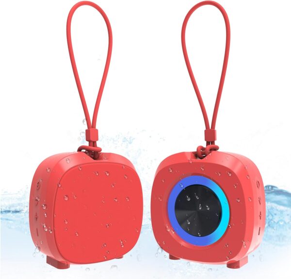 TWS Bluetooth Speaker Clear Loud Stereo Sound Portable Wireless Speaker with Lights IPX5 Waterproof Speakers BT5.3 Small Speakers Long Playtime for Home/Party/Outdoor/Beach Electronic Gadgets (Red)