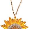 Bling Sunflower Car Mirror Hanging Accessories, Crystal Diamond Car Interior Ornament Pendant for Women, Lucky Car Rear View Mirror Charm for Car Decoration, Valentine's Day Present