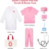 Meland Doctor Costume for Kids - Kids Scrubs with Lab Coat & Carry Bag, Doctor Dress Up for Halloween, Career Day Role Play