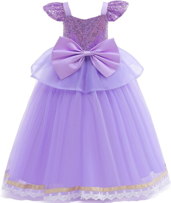 Princess Dresses Girls Halloween Christmas Dress up Costume Purple Party Princess Costume for Girls Age 3-10