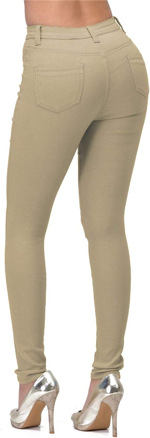 High Waisted-Rise Colored Stretch Skinny Destroyed Ripped Distressed Jeans for Women Olive Mustard RED