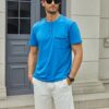 Men's Fashion Henley Shirt Classic Short/Long Sleeve Lightweight Button Cotton T-Shirt Casual Top