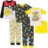 Pokemon Boys' 6-Piece Snug-fit Cotton Pajama Set, Soft & Cute for Kids