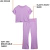 RBX Girls' Flare Leggings Set - 2 Piece Short Sleeve Crew Neck Ribbed T-Shirt and Yoga Wide Leg Pants for Girls (Sizes: 4-12)