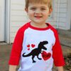 Kids Valentines Day Shirt Boys Girls Valentine's Monster Truck Dinosaur Heart Graphic Tees Raglan Toddler Long Sleeve Tops