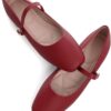 TN TANGNEST Leather Flats for Women Comfortable Square Toe Slip On Flats Soft Work Flats Retro Mary Jane Flats