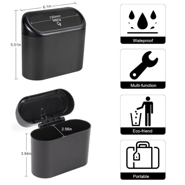 1 Packs Mini Car Trash Can Bin with Lid and 45pcs Trash Bags,Car Trash Can Bin,Car Garbage Trash Can Storage for Front Back Seat Accessories