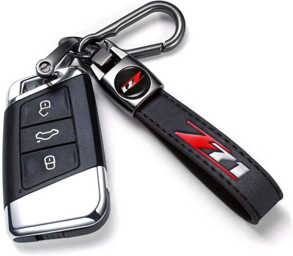 Genuine Leather Key Chain Fit for Chevy Z71 Silverado Colorado Car Keyring Key Chains Accessories Family Present for Men and Woean Keyring Black