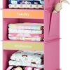 6-Shelf Weekly Hanging Closet Organizer, Weekly Clothes Organizers for Kids with 2 Side Pockets, Pink