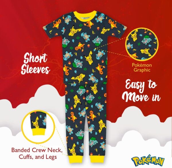 Pokemon Boys' 6-Piece Snug-fit Cotton Pajama Set, Soft & Cute for Kids