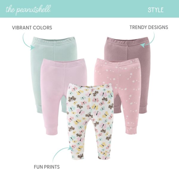 The Peanutshell Baby Girl Pants, Baby Girls' Clothing, Cotton Baby Clothes for Girls, Newborn to 24 Month Pants, Bottoms