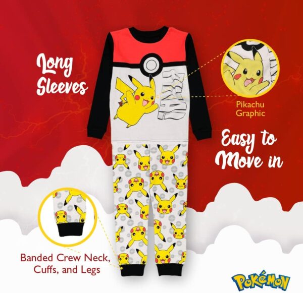 Pokemon Boys' 6-Piece Snug-fit Cotton Pajama Set, Soft & Cute for Kids