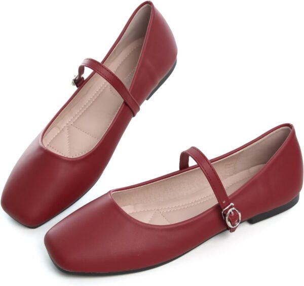 TN TANGNEST Leather Flats for Women Comfortable Square Toe Slip On Flats Soft Work Flats Retro Mary Jane Flats