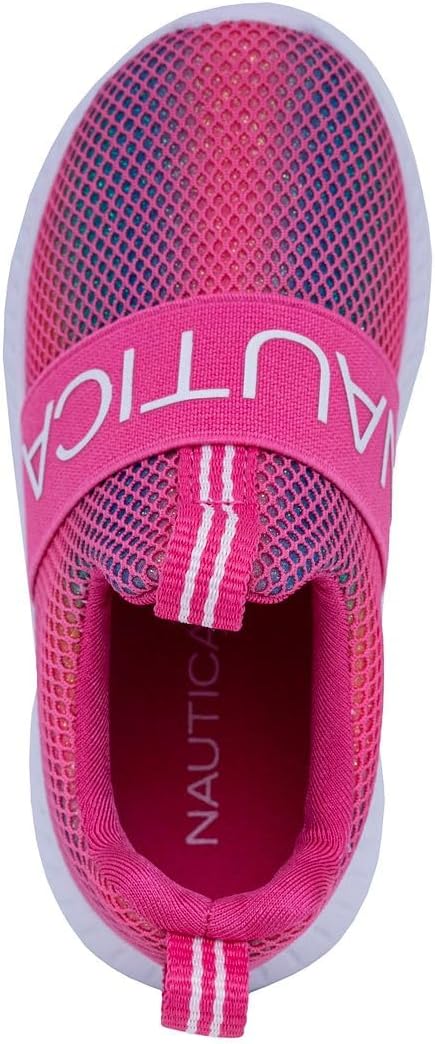 Nautica Girls' Slip-On Sneaker - Athletic Running Kids' Shoe for Walking, Running, Tennis, and Sports (Toddler/Little Kid)