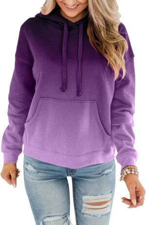 BeadChica Womens Casual Hoodies Crew Neck Long Sleeve Sweatshirts With Pocket Lightweight Pullover Tops