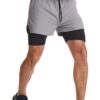 Surenow Mens 2 in 1 Running Shorts Quick Dry Athletic Shorts with Liner, Workout Shorts with Zip Pockets and Towel Loop