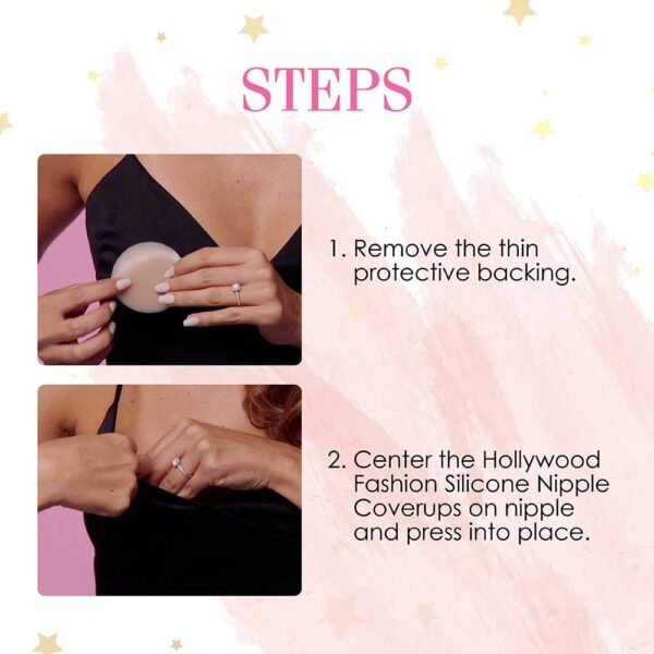 Hollywood Fashion Secrets Silicone Coverups, Hypoallergenic, Reusable, Washable, Gentle on Skin, Ultra Thin, Self Adhesive, Light Shade, 2 Packs