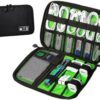 Waterproof Electronics Organizer Bag for Cables and Gadgets Travel Digital Pouch Case Black Ideal for USB Chargers and Accessories Storage