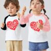 Big Sister Shirt for Toddler Girls Love Heart T-Shirts Raglan Long Sleeve Cotton Tops Birthday Clothes 2-8 Years