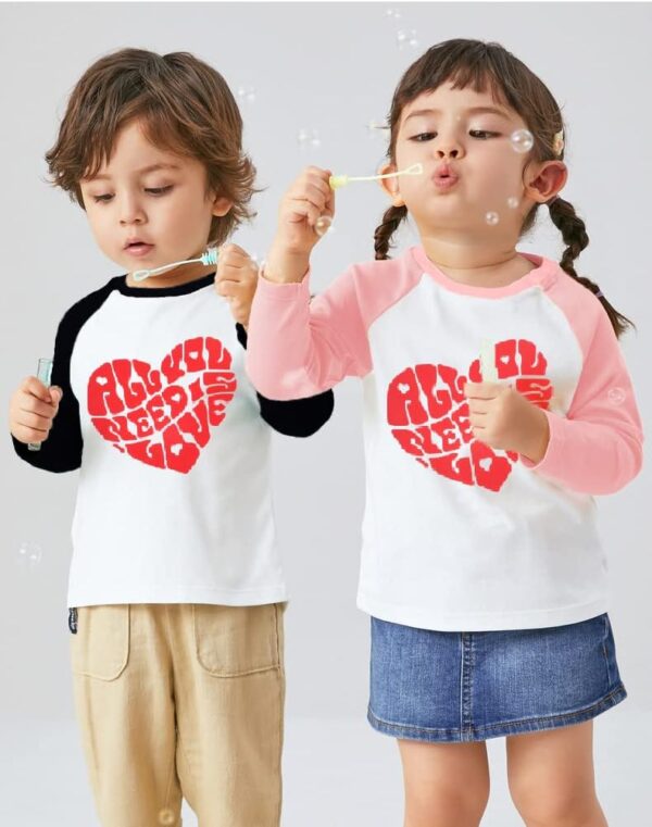 Big Sister Shirt for Toddler Girls Love Heart T-Shirts Raglan Long Sleeve Cotton Tops Birthday Clothes 2-8 Years