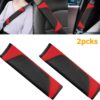 2PCS Car Seat Belt Cover, Carbon Fiber Seatbelt Shoulder Protection, Soft Car Seat Belt Strap Cushion Protect Your Neck and Shoulder, Car Accessories Seat Belt Pad for Car Truck (Red)