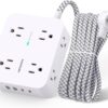 Surge Protector Power Strip - 8 Outlets with 4 USB (2 USB C) Charging Ports, Multi Plug Outlet Extender, 5Ft Braided Extension Cord, Flat Plug Wall Mount Desk USB Charging Station for Home Office ETL