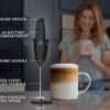 Zulay Kitchen Executive Series Milk Frother Wand - Upgraded & Improved Stand - Ideal Coffee Gift - Coffee Frother Handheld Foam Maker For Lattes - Electric Milk Frother Handheld For Cappuccino