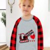 CM-Kid Toddler Boys Valentine Day Shirt Monster Truck Dino Train Heart Tshirt Red Plaid Long Sleeve Tops for Kids 2-7 Years