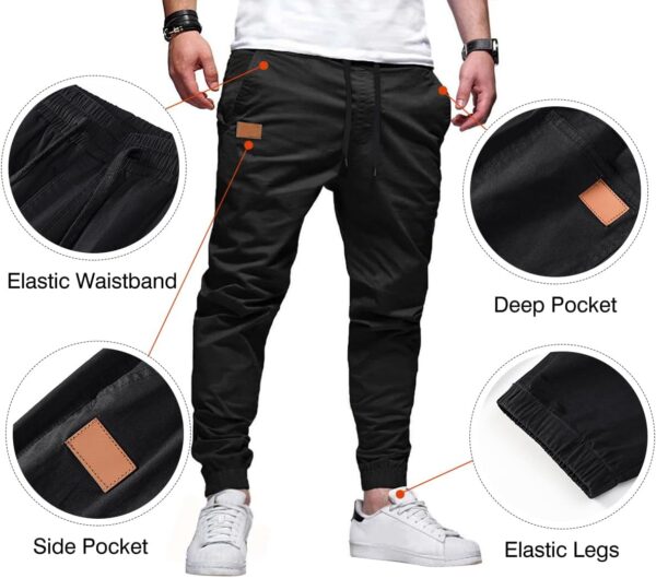 JMIERR Mens Casual Joggers Pants - Cotton Drawstring Chino Cargo Pants Hiking Outdoor Twill Track Jogging Sweatpants Pants