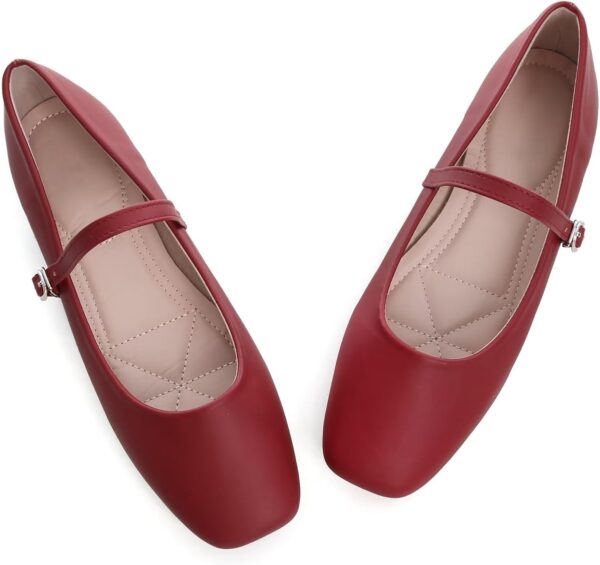 TN TANGNEST Leather Flats for Women Comfortable Square Toe Slip On Flats Soft Work Flats Retro Mary Jane Flats