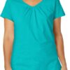 Hanes Slub Jersey Shirred V-Neck