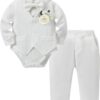 Coco&RARA Baby Boy Clothes Suits Infant Tuxedo Gentleman Outfits, Formal Dress Shirt+Vest+Corsage+tie+Pants Baby Suit Sets