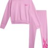 Reebok Girls' Sweatsuit Set - 2 Piece Hoodie Sweatshirt and Leggings - Youth Clothing Set for Girls (7-12)