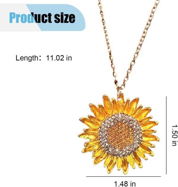 Bling Sunflower Car Mirror Hanging Accessories, Crystal Diamond Car Interior Ornament Pendant for Women, Lucky Car Rear View Mirror Charm for Car Decoration, Valentine's Day Present