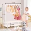 Kids Clothing Rack - Kids Dress Up Clothes Storage Racks - Baby Toddler Closet - Freestanding Coat Rack with 2 Fabric Shelves - Small Kids Costume Wardrobe - Garment Rack for Hanging Clothes Organizer