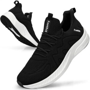 Feethit Mens Non Slip Walking Sneakers Lightweight Breathable Slip on Running Shoes Athletic Gym Tennis Shoes for Men