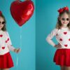 GOOCHEER Valentine's Day Toddler Girl Outfit Heart Long Sleeve Top Skirt 2pcs Kids Toddler Girl Valentine's Day Clothes Set