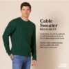 Amazon Essentials Men's Long-Sleeve 100% Cotton Fisherman Cable Crewneck Sweater