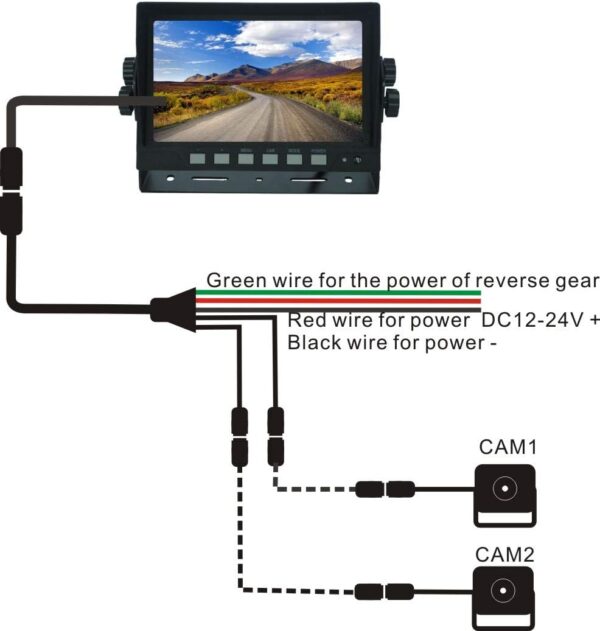 7" 1080P AHD Wired Reverse Rear View Backup Camera System,Guide line,IP69K No Water Leakage Camera, Night Vision, Vibration-Proof 10G for Tractor/Truck/Excavator/Caravan/Skid Steer/Heavy Equipment