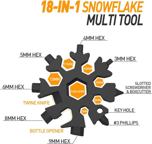 Gifts for Men, 18-in-1 Snowflake Multitool, Unique Mens Gifts, Birthday Gifts for Men Dad Him Husband Grandpa, Dad Gifts for Men Who Have Everything, Cool Gadgets Tools for Men