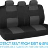 BDK PolyPro Car Seat Covers Full Set in Charcoal on Black – Front and Rear Split Bench for Cars, Easy to Install Cover Set, Accessories Auto Trucks Van SUV