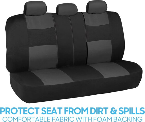 BDK PolyPro Car Seat Covers Full Set in Charcoal on Black – Front and Rear Split Bench for Cars, Easy to Install Cover Set, Accessories Auto Trucks Van SUV