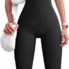 Women Workout Seamless Jumpsuit Yoga Ribbed Bodycon One Piece Spaghetti Strap Leggings Romper