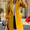 IDEALSANXUN Womens Fall Winter Wool Coats Double Breasted Midi Peacoat Trench Coats