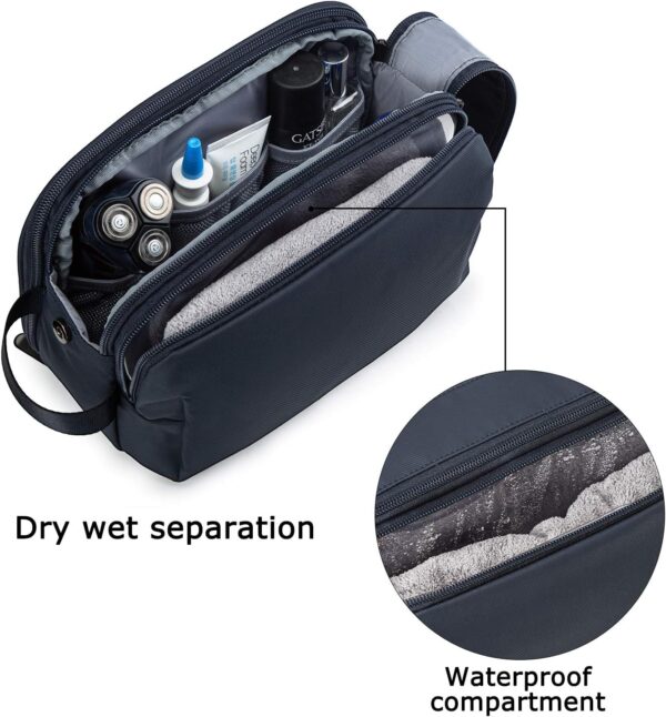 BAGSMART Toiletry Bag for Men, Travel Toiletry Organizer Dopp Kit Water-resistant Shaving Bag for Toiletries Accessories, Door Room Essentials,Navy Blue-large