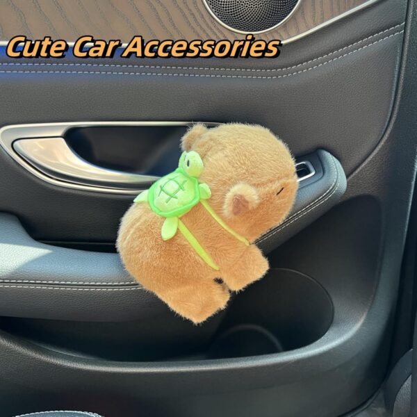 Cute Capybara Car Shift Knob Accessories Funny Capybara Plush with Turtle Gear Shifter Decor Car Decorations Gifts for Girls Men Women 5.9 in